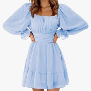 Long Sleeve Light Blue Dress